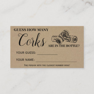 How many Corks Bridal Shower Rustic Game card