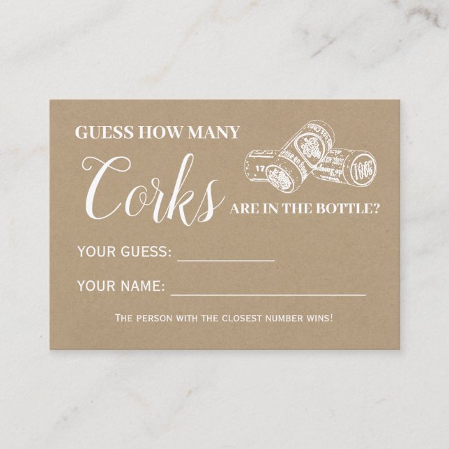 How many corks english spanish shower game card (Front)