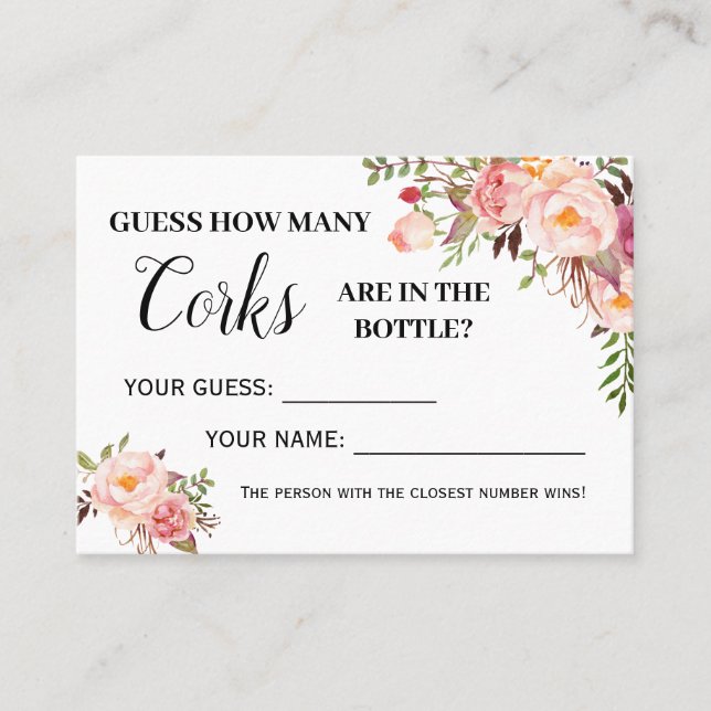 How many corks game english spanish shower card (Front)