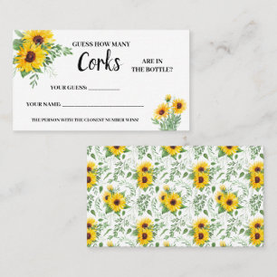 How Many Corks Sunflowers Bridal Shower Game Card