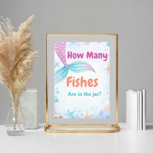 How many fish are in the jar Baby Shower Game sign