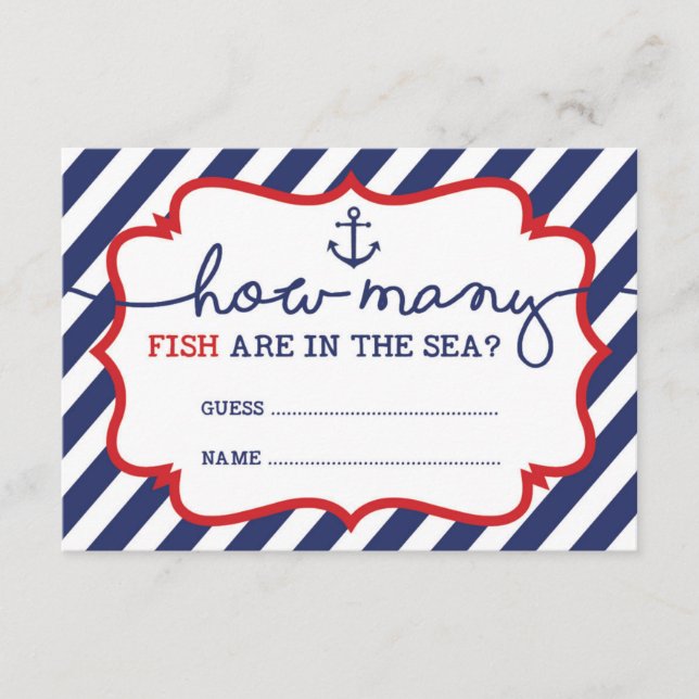 How Many Fish are in the Sea Baby Shower Game Enclosure Card (Front)