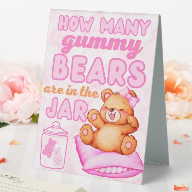 How Many Gummy Bears Pink Baby Shower Game (In SItu (Wedding))