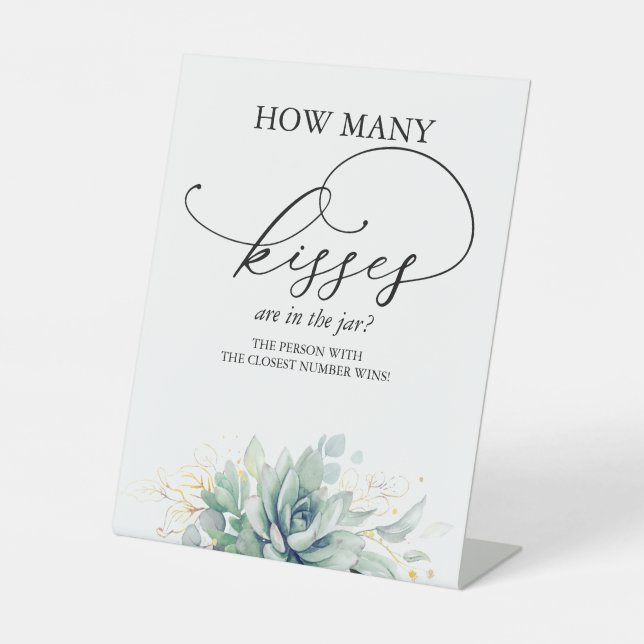 How many kisses are in the jar? pedestal sign (Front)