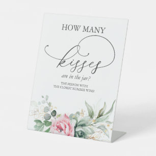 How many kisses are in the jar?  pedestal sign