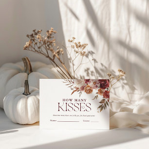 How Many Kisses' Autumn Blooms Bridal Shower Enclosure Card