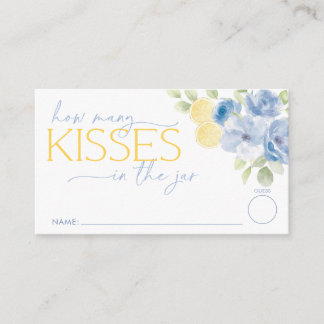 How many kisses Blue Lemon Bridal Shower Enclosure Card