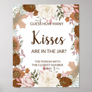 How many Kisses Boho Autumn Bridal Shower Game Poster