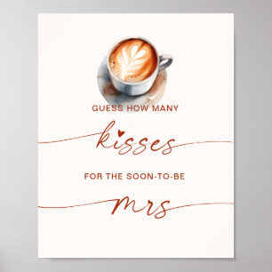 How Many Kisses Bridal Shower Coffee Game Poster