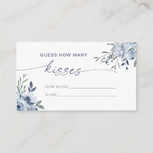 How Many Kisses Bridal Shower Dusty Blue Game Enclosure Card