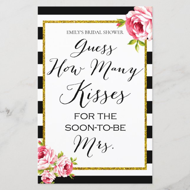 how many kisses - Bridal Shower Game (Front)