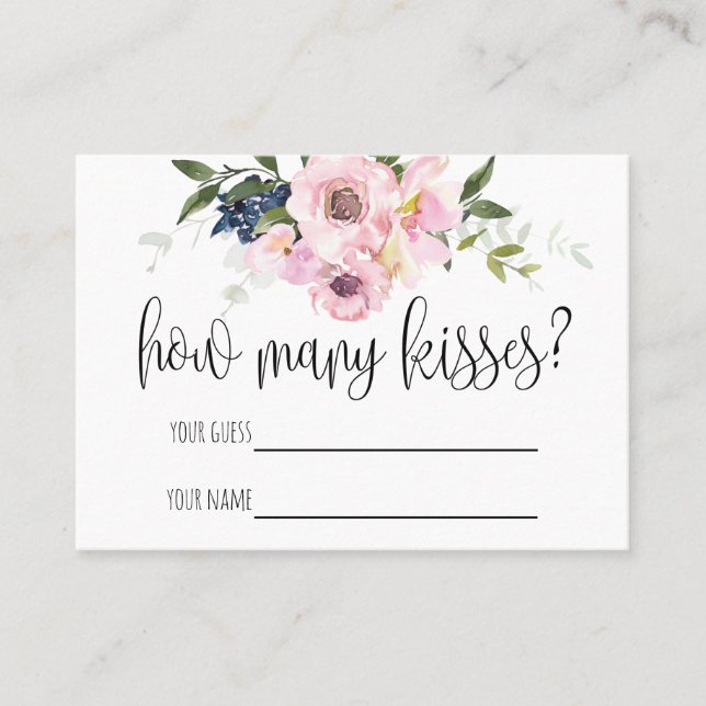 How Many Kisses? Bridal Shower Game Card (Front)