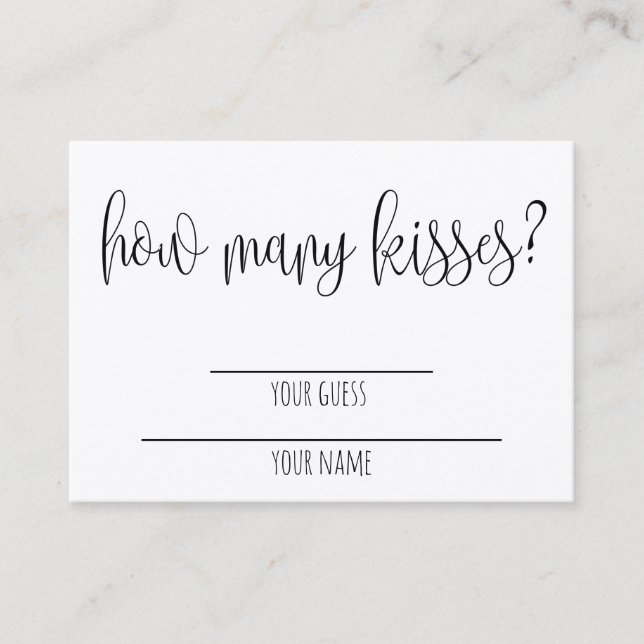 How Many Kisses? Bridal Shower Game Card (Front)