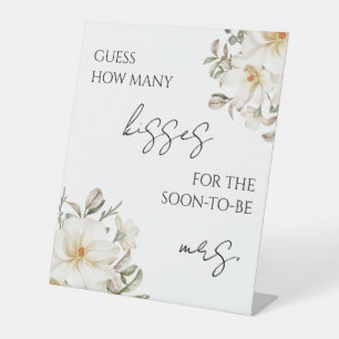How many Kisses Bridal Shower Game Modern Script Pedestal Sign