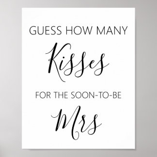How Many Kisses Bridal Shower Game Poster