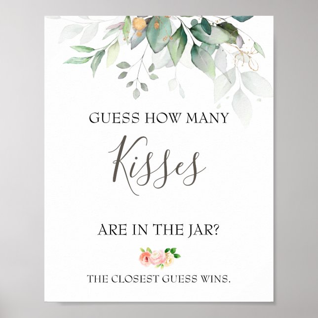 How Many Kisses Bridal Shower Game Poster (Front)