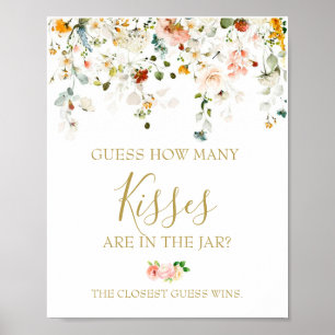 How Many Kisses Bridal Shower Game Poster