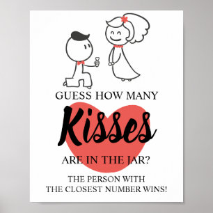 How Many Kisses Bridal Shower Game Sign