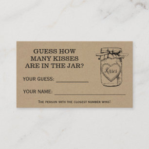How Many Kisses Bridal Shower Rustic Game Card