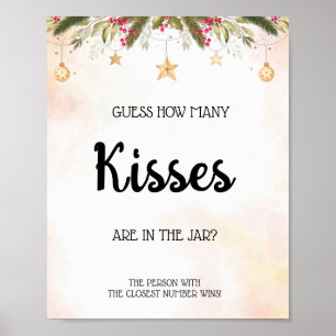 How many Kisses Christmas Bridal Shower Game Sign