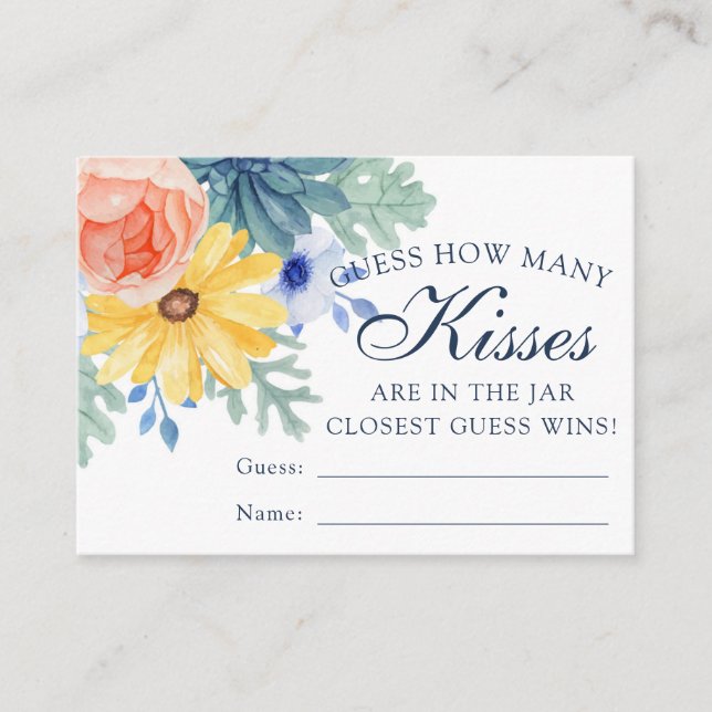 How Many Kisses Floral Succulent Bridal Shower Enclosure Card (Front)