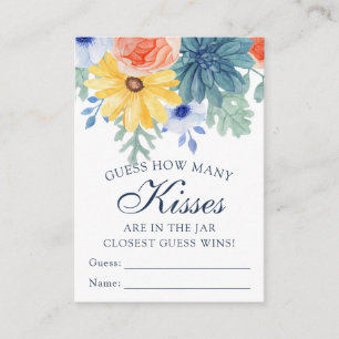 How Many Kisses Floral Succulent Bridal Shower Enclosure Card