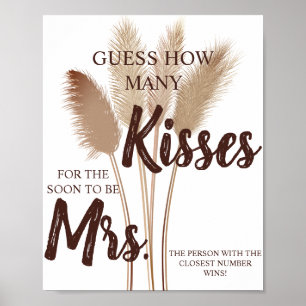How Many Kisses for Mrs Pampas Shower Game Sign