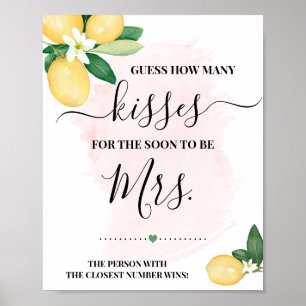How many Kisses for Soon to be Mrs Pink Shower Poster