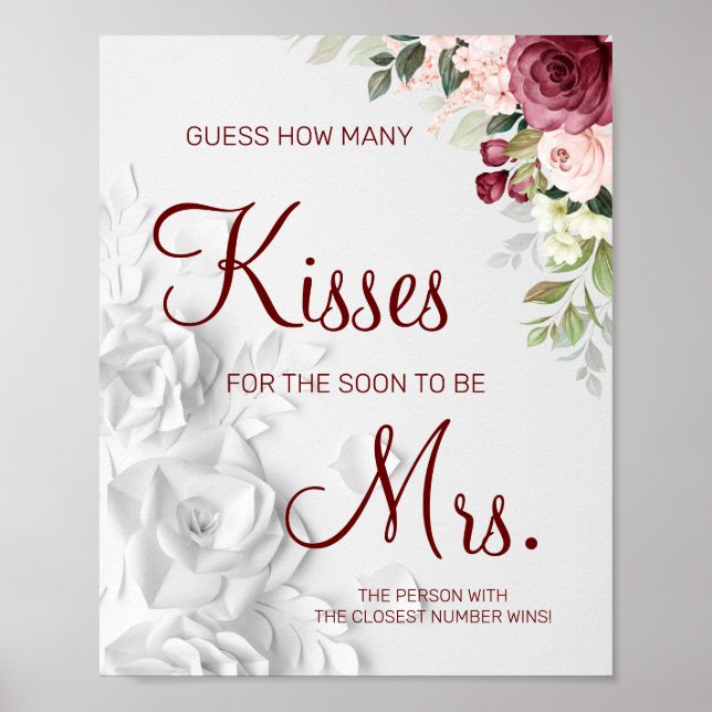 How many kisses for soon to be Mrs shower game Poster (Front)
