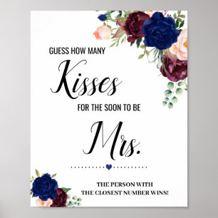 How many kisses for soon to be Mrs shower sign