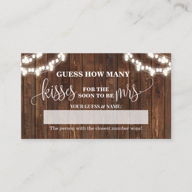How Many Kisses for the Mrs Western Game Card (Front)