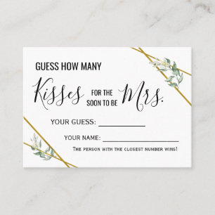 How many kisses for the soon to be Mrs game card