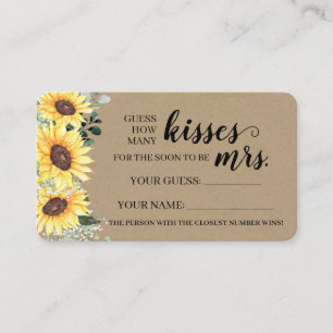 How Many Kisses for the Soon to be Mrs game card