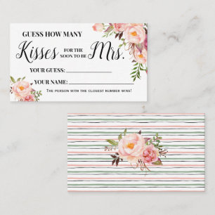 How Many Kisses for the Soon to be Mrs Game Card