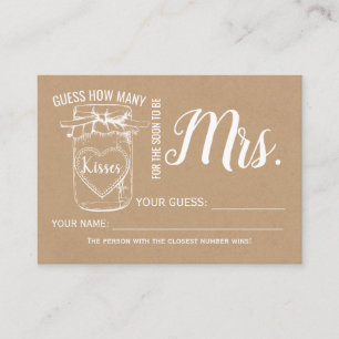 How many kisses for the soon to be Mrs game card