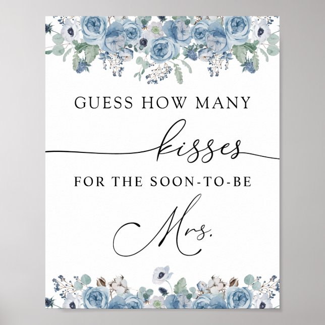 How Many Kisses for the Soon to be Mrs Sign (Front)