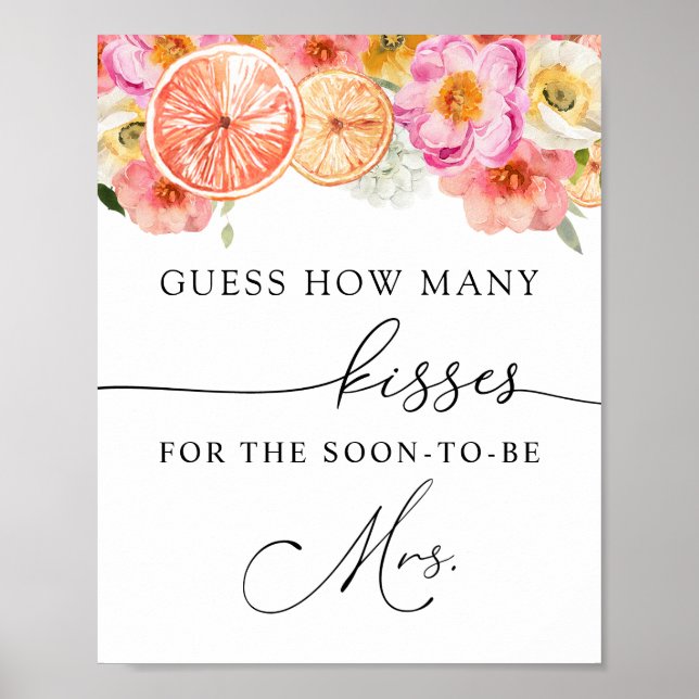 How Many Kisses for the Soon to be Mrs Sign (Front)