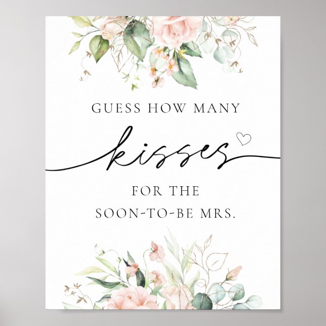 How Many Kisses for the Soon to be Mrs Sign (Front)