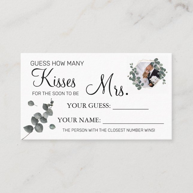 How many kisses for to be Mrs shower card game (Front)