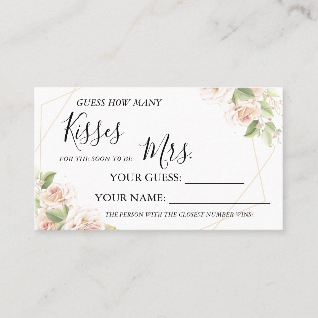 How many kisses for to be Mrs shower card game (Front)