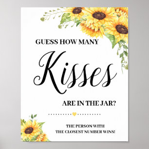 How many kisses game sign bridal shower boho chic
