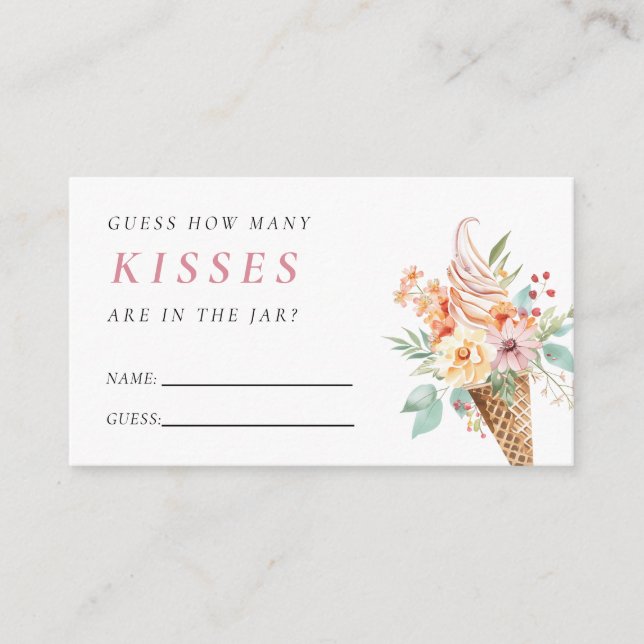 How Many Kisses Ice Cream Bridal Shower Enclosure Card (Front)