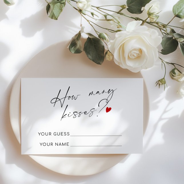 How many kisses minimalist bridal shower game enclosure card (Creator Uploaded)