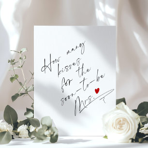 How many kisses Minimalist Script Bridal shower Poster