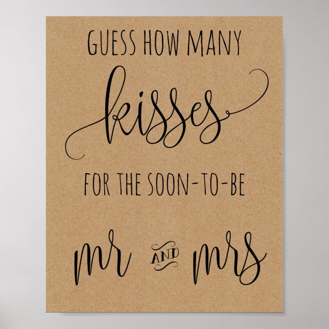 How Many Kisses Mr. and Mrs. Game Sign (Front)