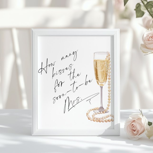 How many kisses Pearls and Prosecco Bridal shower Poster (Creator Uploaded)