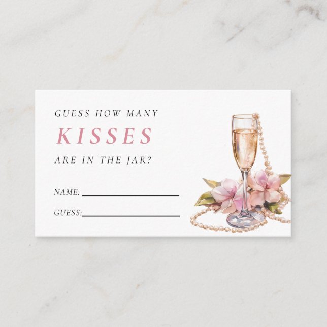 How Many Kisses Pearls Prosecco Bridal Shower Enclosure Card (Front)
