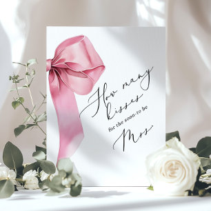 How many kisses Pink Bow Script Bridal shower Poster