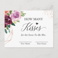 How Many Kisses Purple Floral Bridal Shower Game