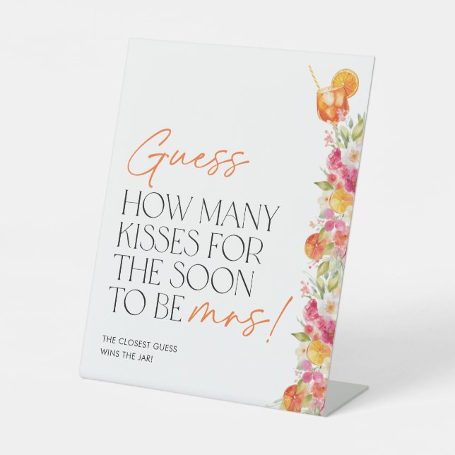 How Many Kisses Sign Bridal Shower Game Spritz (Front)